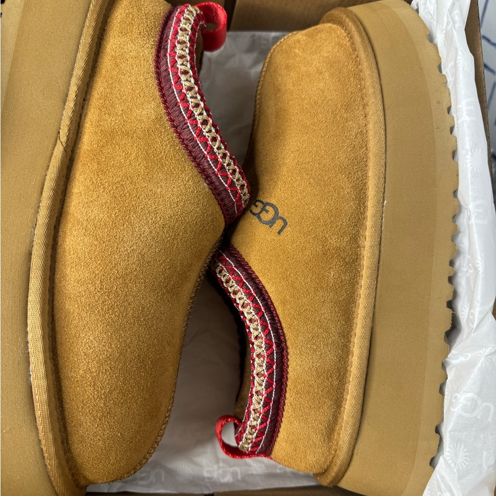 New in Box! Ugg Tazz II Platform Fur Mule Chestnut Size 9 Mule - Picture 8 of 13